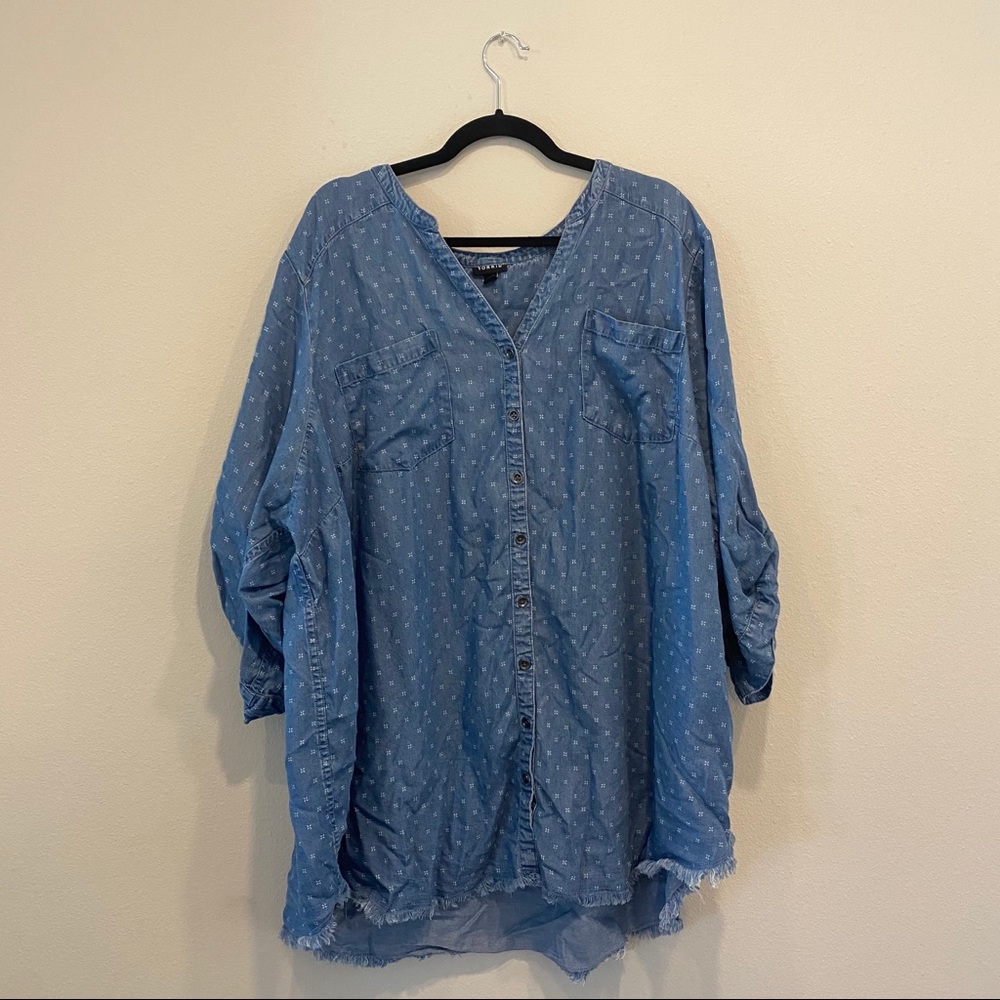Blue jean tunic button up